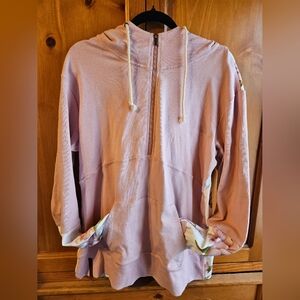 NWOT Ampersand Pink Hooded Quarterzip Pullover with Floral Accents SIZE XXXL
